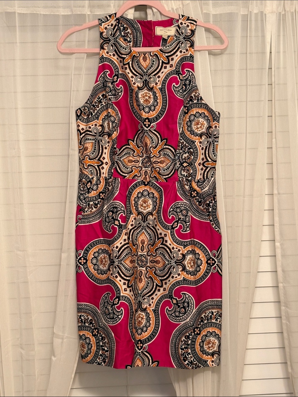 Moulinette Soeurs Fuchsia Paisley-Print Midi Dress